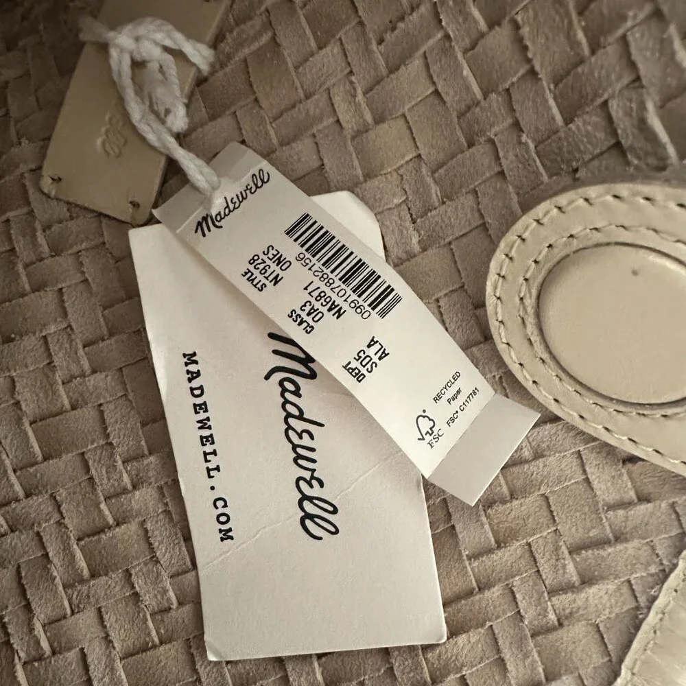NWT Madewell Handwoven Leather Shoulder Bag - Alabaster - Picture 4 of 4